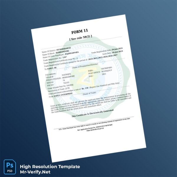 Editable India Trade Registration Certificate Word and Pdf Template Editable India Trade Registration Certificate Word and Pdf Template