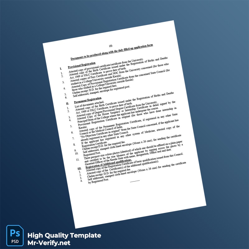 India Travancore-Cochin Council for Modern Medicine Editable Registration Certificate Template in Word and PDF formats 4 page India Travancore-Cochin Council for Modern Medicine Editable Registration Certificate Template in Word and PDF formats 4 page