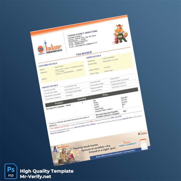 India Tushar Agency Tax Invoice Template in Word and PDF formats 2 page