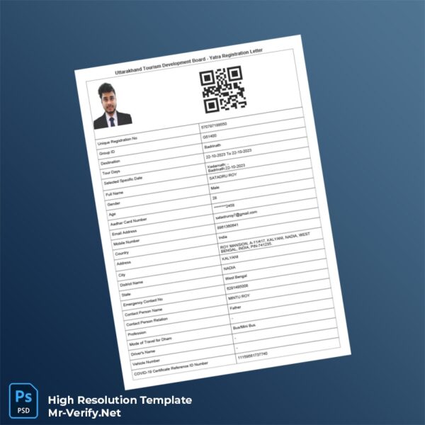 Editable India UTDB Yatra Registration Letter Word and Pdf Template 6 page