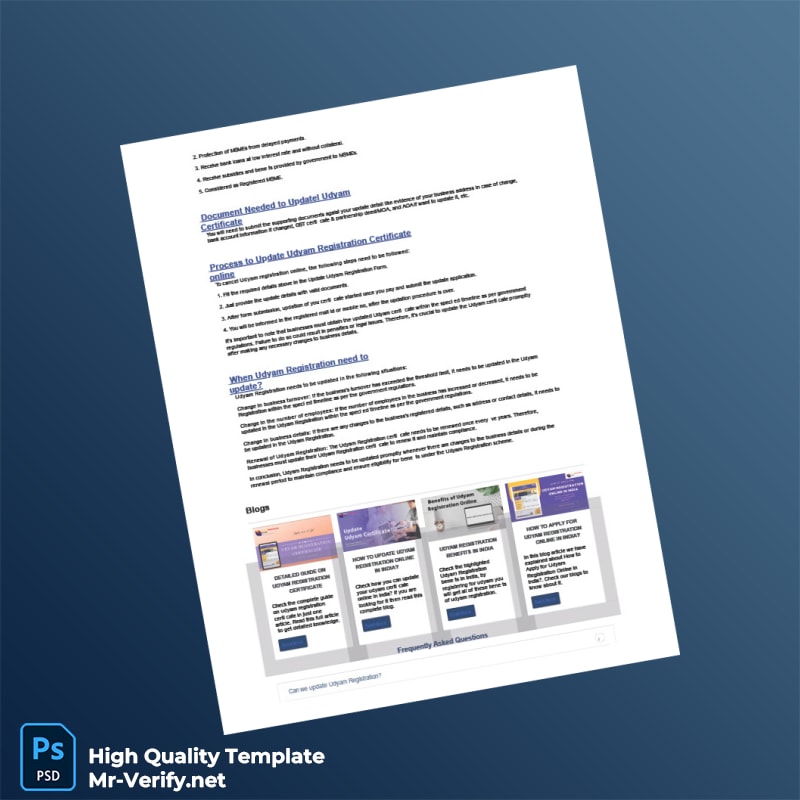 India Udyam Registration Authority Editable Business Registration Certificate Template in Word and PDF formats 3 page India Udyam Registration Authority Editable Business Registration Certificate Template in Word and PDF formats 3 page