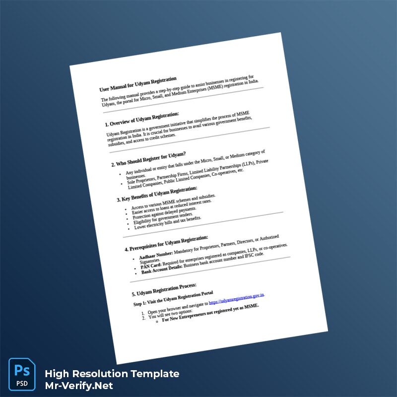 Editable India Udyam Registration Manual Word and Pdf Template 3 page Editable India Udyam Registration Manual Word and Pdf Template 3 page