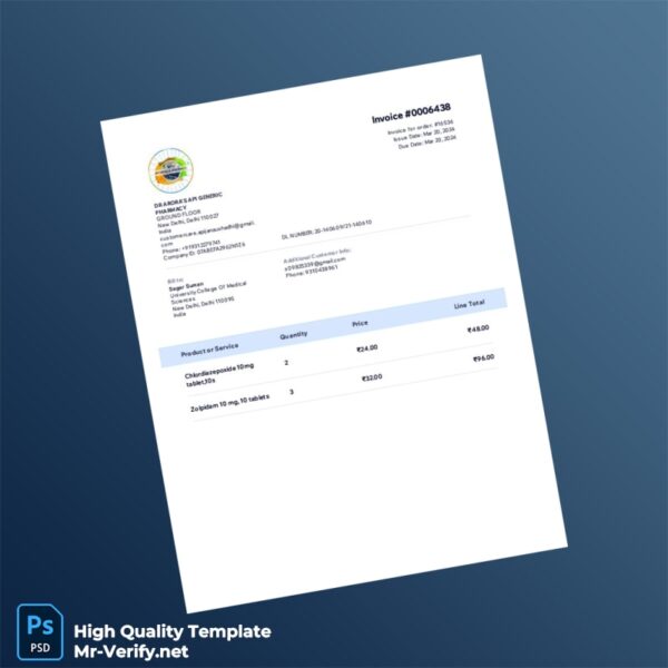 India University College Of Medical Sciences Invoice Template in Word and PDF formats 2 page India University College Of Medical Sciences Invoice Template in Word and PDF formats 2 page