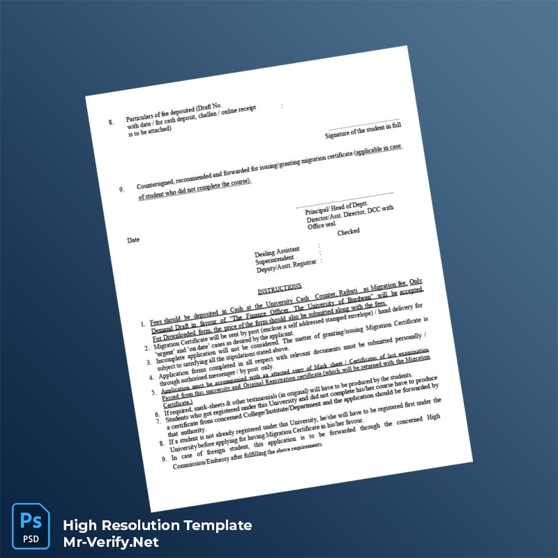 Editable India University Migration Certificate Word and Pdf Template 2 page Editable India University Migration Certificate Word and Pdf Template 2 page