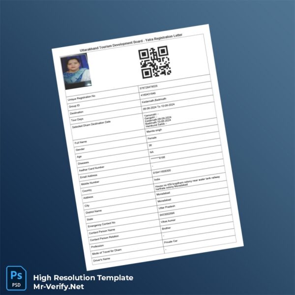 Editable India Uttarakhand Tourism Development Board Yatra Registration Letter Word and Pdf Template 2 page Editable India Uttarakhand Tourism Development Board Yatra Registration Letter Word and Pdf Template 2 page