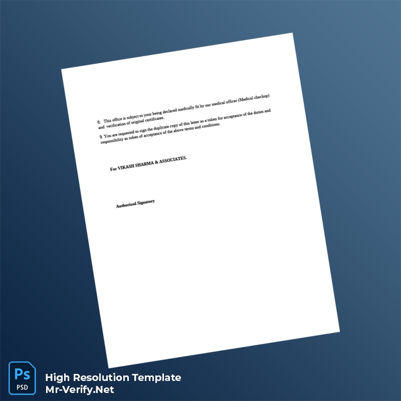 Editable India Vikash Sharma and Associates Appointment Letter Word and Pdf Template 2 page Editable India Vikash Sharma and Associates Appointment Letter Word and Pdf Template 2 page