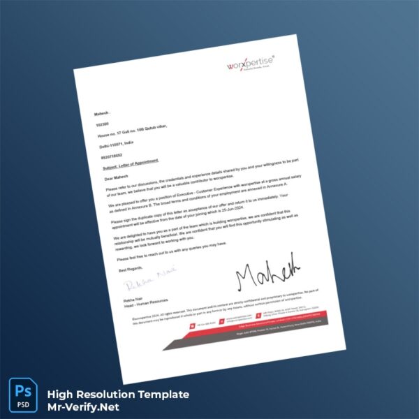 Editable India Worxpertise Employment Verification Letter Word and Pdf Template 6 page Editable India Worxpertise Employment Verification Letter Word and Pdf Template 6 page