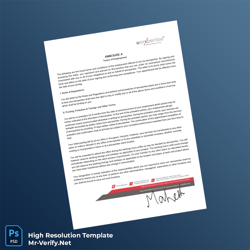 Editable India Worxpertise Employment Verification Letter Word and Pdf Template 6 page Editable India Worxpertise Employment Verification Letter Word and Pdf Template 6 page