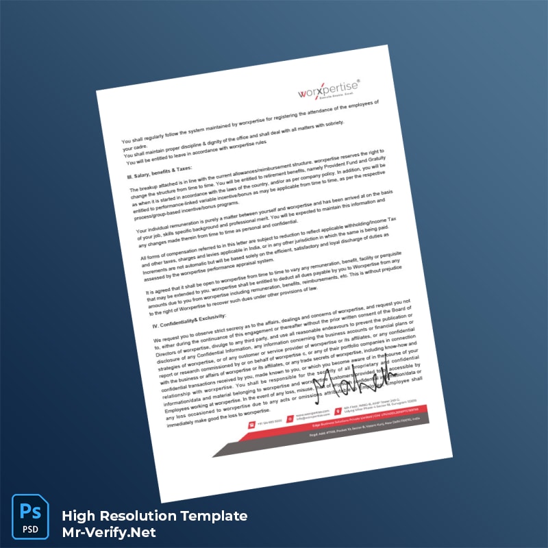 Editable India Worxpertise Employment Verification Letter Word and Pdf Template 6 page Editable India Worxpertise Employment Verification Letter Word and Pdf Template 6 page