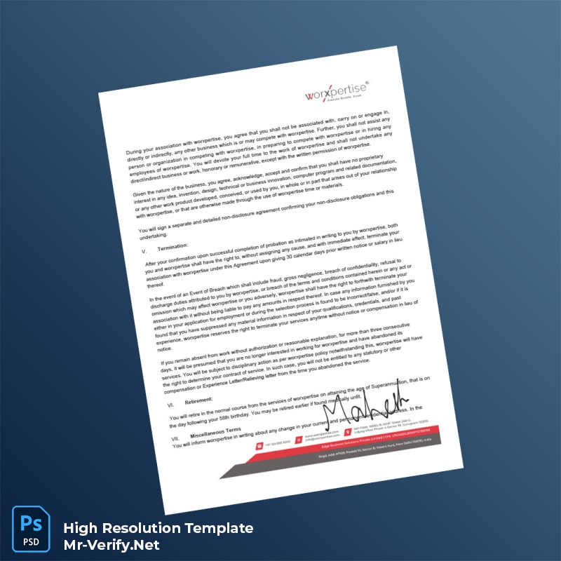 Editable India Worxpertise Employment Verification Letter Word and Pdf Template 6 page Editable India Worxpertise Employment Verification Letter Word and Pdf Template 6 page