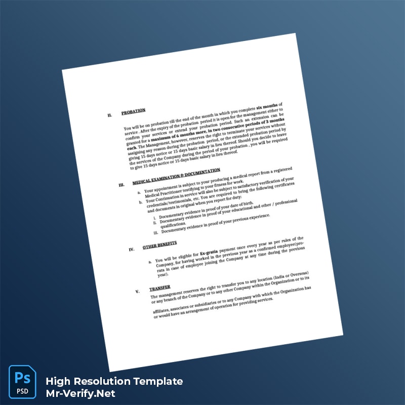 Editable India XYZ Corporation Employment Verification Letter Word and Pdf Template 5 page Editable India XYZ Corporation Employment Verification Letter Word and Pdf Template 5 page