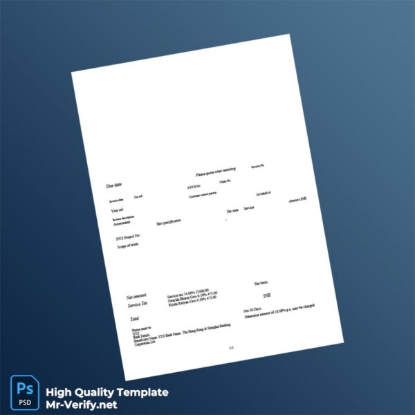 India XYZ Invoice Template in Word and PDF formats India XYZ Invoice Template in Word and PDF formats