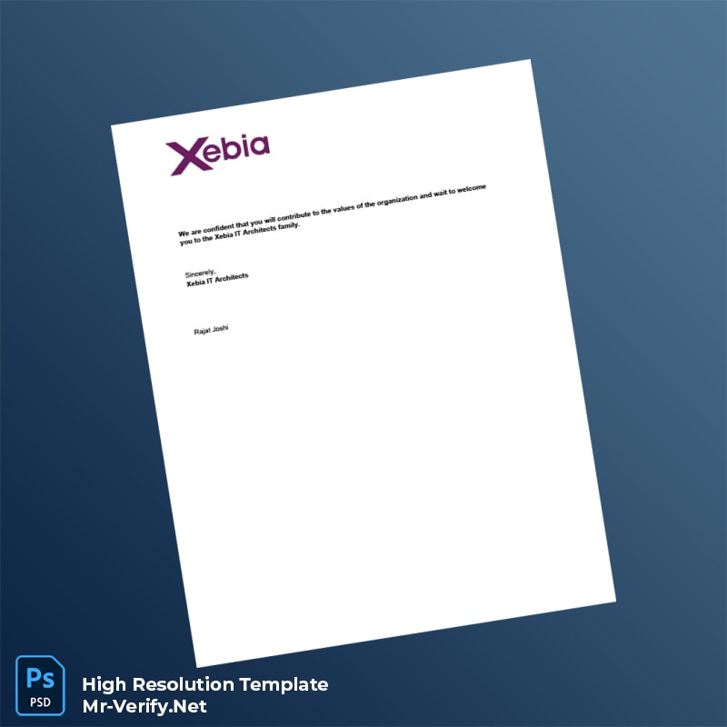 Editable India Xebia IT Employment Verification Letter Word and Pdf Template 4 page Editable India Xebia IT Employment Verification Letter Word and Pdf Template 4 page