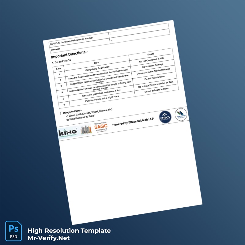 Editable India Yatra Registration Certificate Word and Pdf Template 2 page Editable India Yatra Registration Certificate Word and Pdf Template 2 page