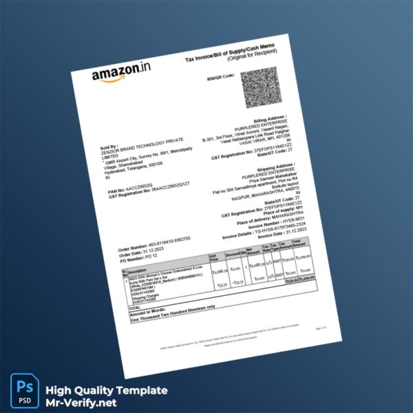 India ZENZIOR BRAND TECHNOLOGY PRIVATE LIMITED Tax Invoice Template in Word and PDF formats 2 page India ZENZIOR BRAND TECHNOLOGY PRIVATE LIMITED Tax Invoice Template in Word and PDF formats 2 page