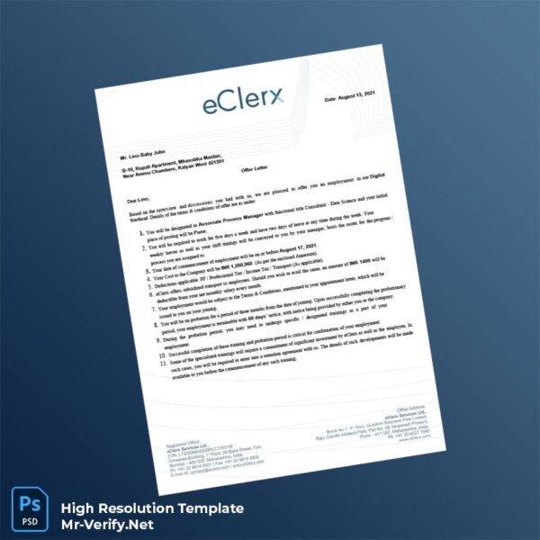 Editable File Template India20eClerx20Services20Ltd20Employment20Verification20Letter20Template20in20Word20and20PDF20formats 600x600 - Editable File Template