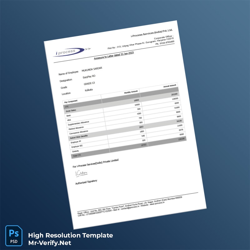 Editable India i-Process Services India Pvt Ltd Employment Verification Letter Word and Pdf Template 6 page Editable India i-Process Services India Pvt Ltd Employment Verification Letter Word and Pdf Template 6 page