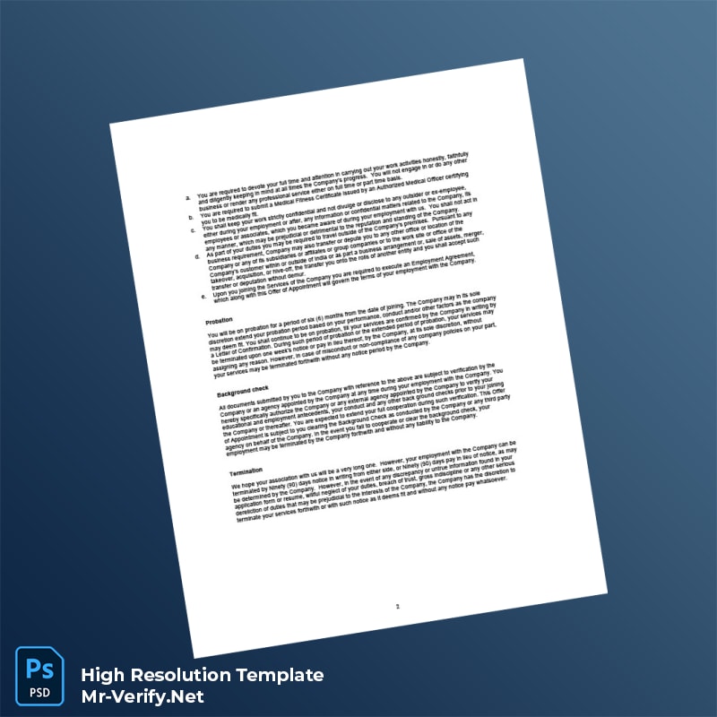 Editable India iGATE Global Solutions Limited Employment Verification Letter Word and Pdf Template 5 page Editable India iGATE Global Solutions Limited Employment Verification Letter Word and Pdf Template 5 page