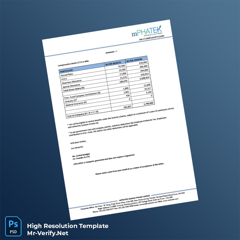 Editable India mPHATEX Systems Private Limited Employment Verification Letter Word and Pdf Template 3 page Editable India mPHATEX Systems Private Limited Employment Verification Letter Word and Pdf Template 3 page