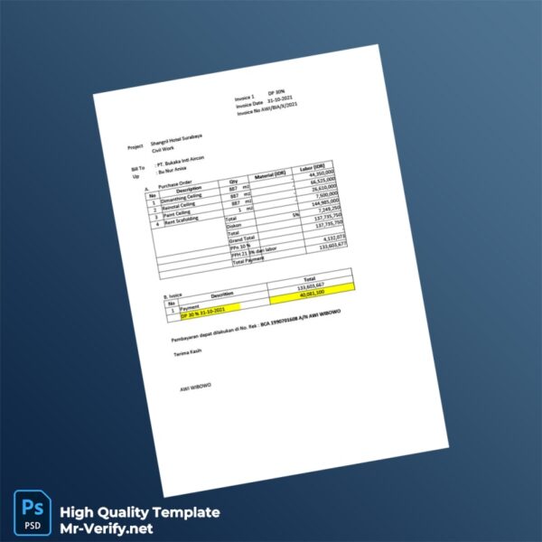 Indonesia AWI WIBOWO Invoice Template in Word and PDF formats 6 page Indonesia AWI WIBOWO Invoice Template in Word and PDF formats 6 page