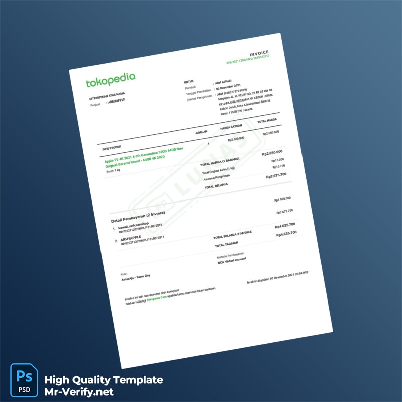 Indonesia ArmyApple Invoice Template in Word and PDF formats Indonesia ArmyApple Invoice Template in Word and PDF formats