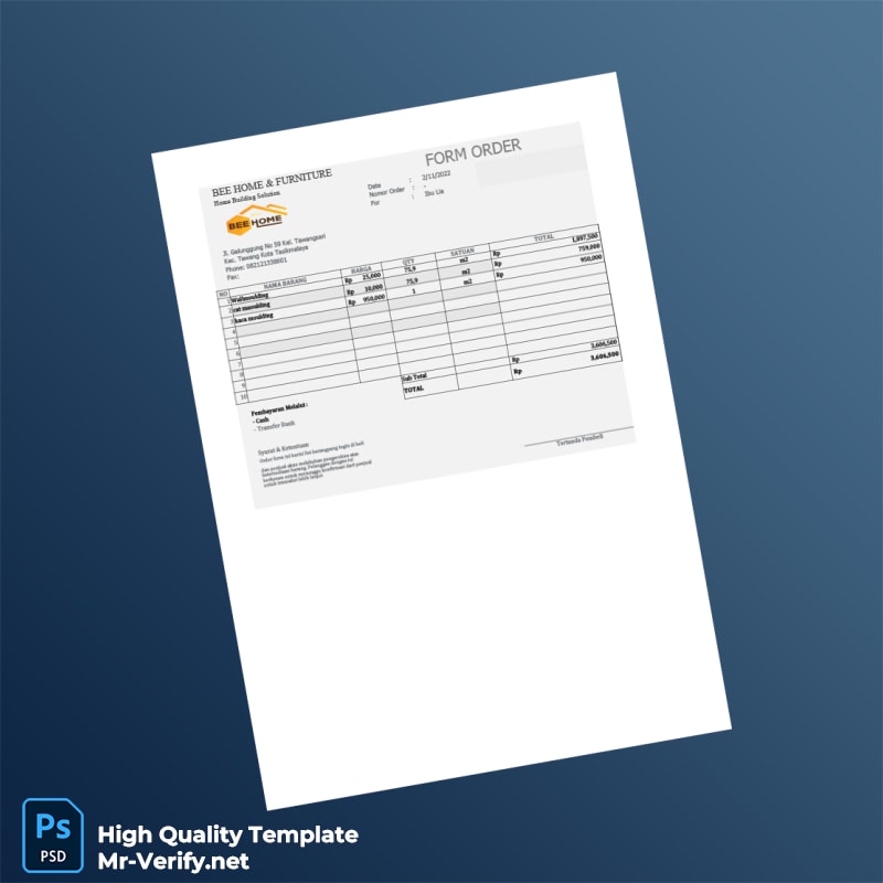 Indonesia Bee Home Furniture Invoice Template in Word and PDF formats 7 page Indonesia Bee Home Furniture Invoice Template in Word and PDF formats 7 page