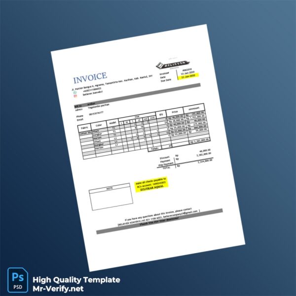 Indonesia Believer Konveksi Invoice Template in Word and PDF formats