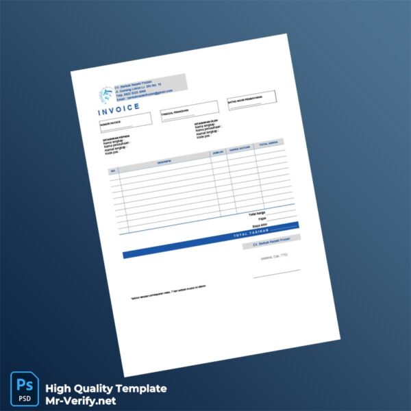 Indonesia Berkah Rezeki Frozen Invoice Template in Word and PDF formats