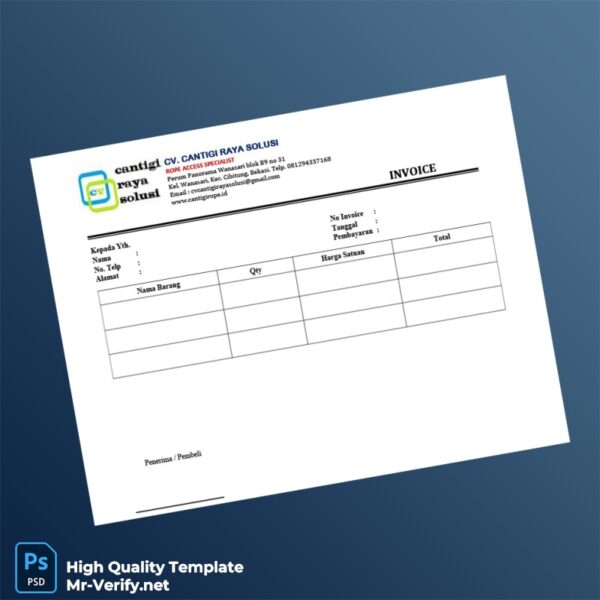 Indonesia CV Cantigi Raya Solusi Invoice Template in Word and PDF formats Indonesia CV Cantigi Raya Solusi Invoice Template in Word and PDF formats
