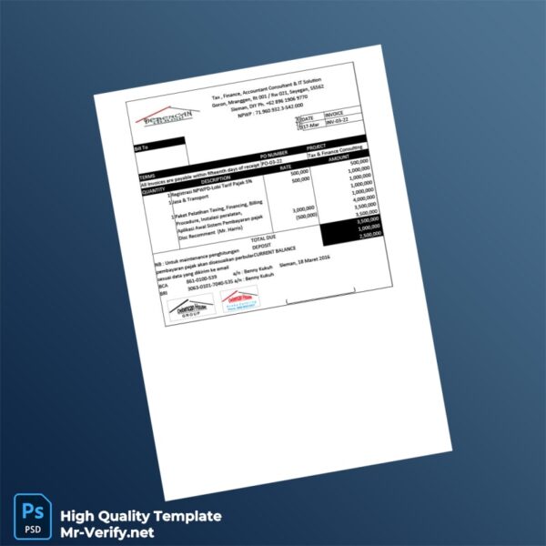 Indonesia Debencan House Invoice Template in Word and PDF formats 2 page