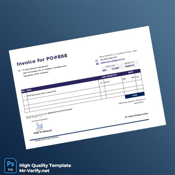 Indonesia Didik Tri Wahyudi Invoice Template in Word and PDF formats 4 page