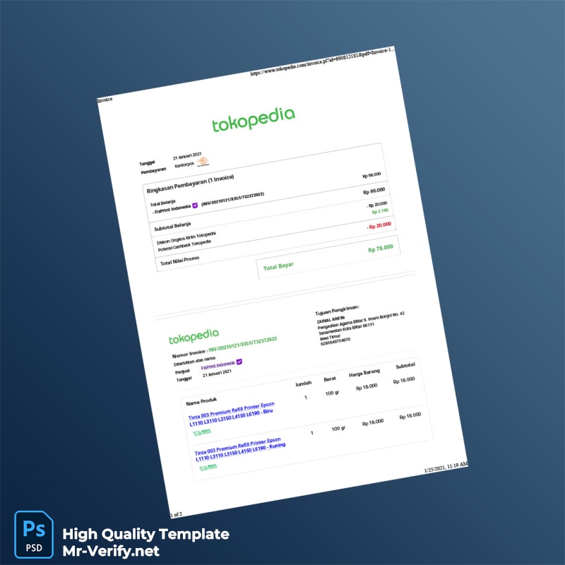 Indonesia FixPrint Invoice Template in Word and PDF formats 2 page Indonesia FixPrint Invoice Template in Word and PDF formats 2 page