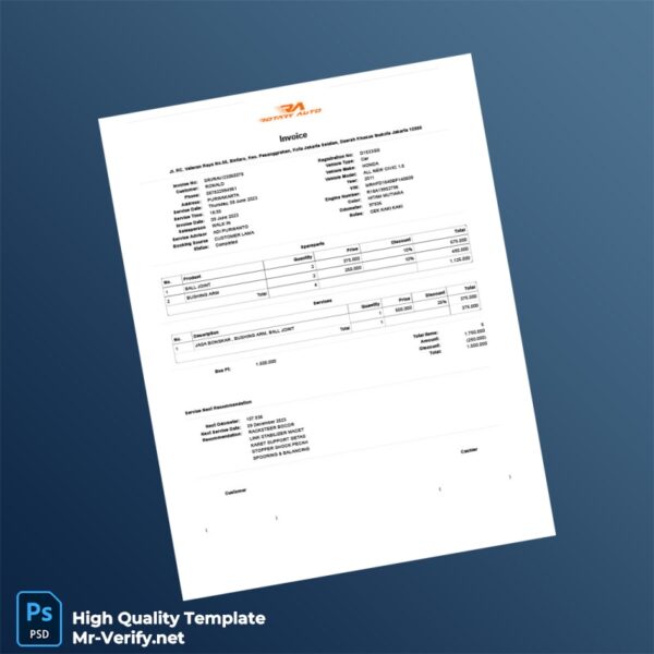 Indonesia Honda Invoice Template in Word and PDF formats Indonesia Honda Invoice Template in Word and PDF formats
