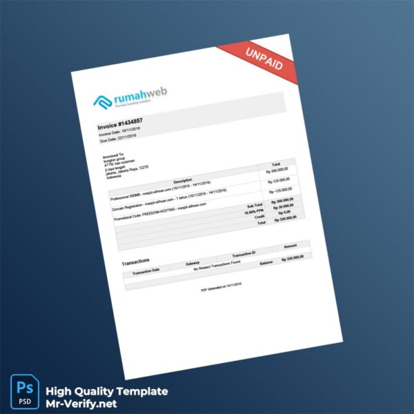 Indonesia Humanweb Invoice Template in Word and PDF formats