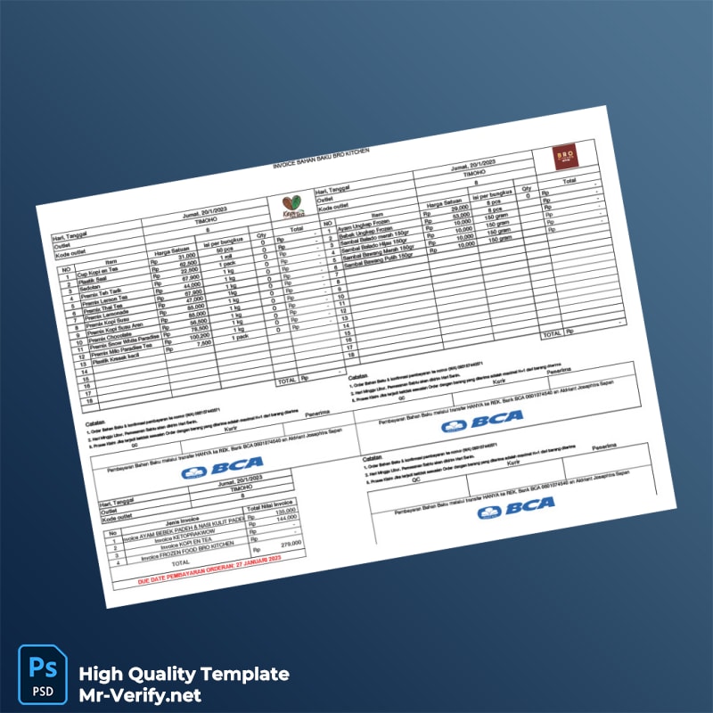 Indonesia Invoice Bahan Baku Template in Word and PDF formats 3 page Indonesia Invoice Bahan Baku Template in Word and PDF formats 3 page