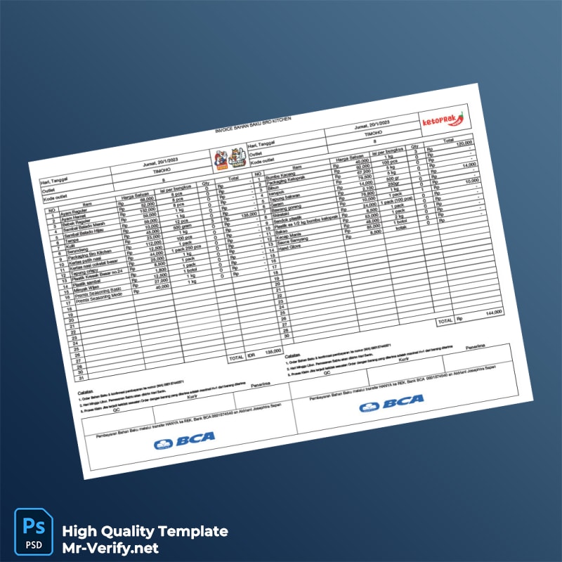 Indonesia Invoice Bahan Baku Template in Word and PDF formats 3 page Indonesia Invoice Bahan Baku Template in Word and PDF formats 3 page