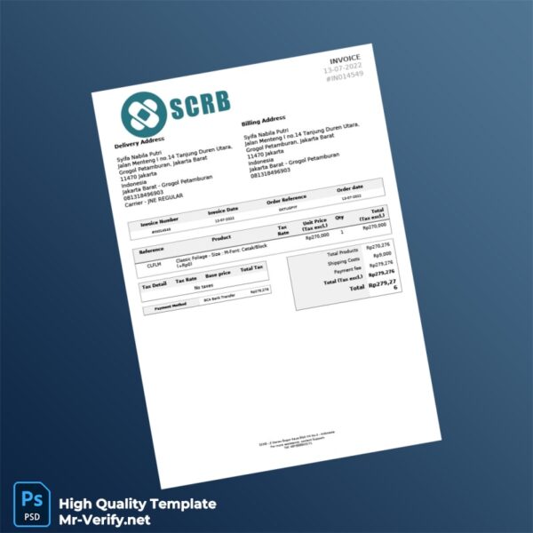 Indonesia Invoice Template in Word and PDF formats