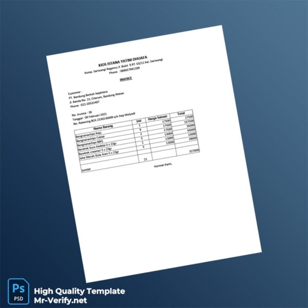 Indonesia Kios Istana Yatim Dhuafa Invoice Template in Word and PDF formats 2 page Indonesia Kios Istana Yatim Dhuafa Invoice Template in Word and PDF formats 2 page