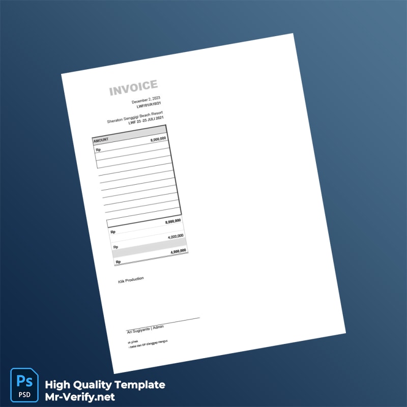 Indonesia Klik Production Invoice Template in Word and PDF formats 3 page Indonesia Klik Production Invoice Template in Word and PDF formats 3 page