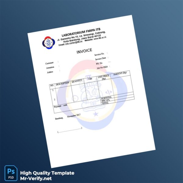 Indonesia Laboratorium Fmipa Itb Invoice Template in Word and PDF formats