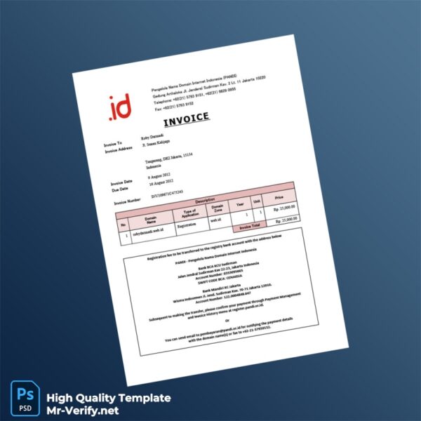 Indonesia PANDI Invoice Template in Word and PDF formats