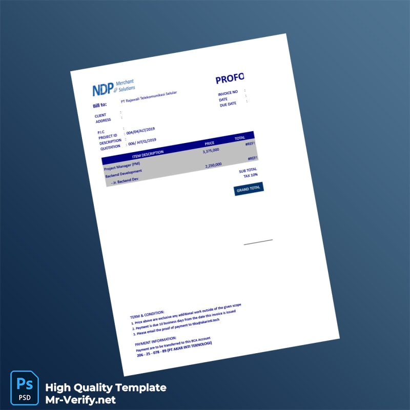 Indonesia PT Akar Inti Teknologi Invoice Template in Word and PDF formats 7 page Indonesia PT Akar Inti Teknologi Invoice Template in Word and PDF formats 7 page