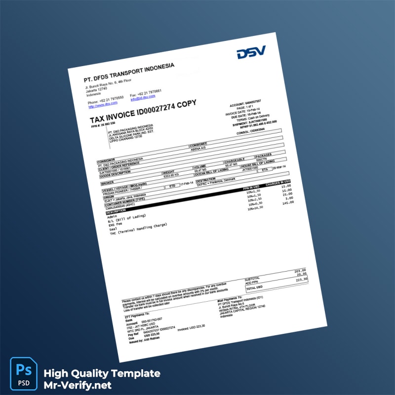 Indonesia PT D D Packaging Tax Invoice Template in Word and PDF formats 2 page Indonesia PT D D Packaging Tax Invoice Template in Word and PDF formats 2 page