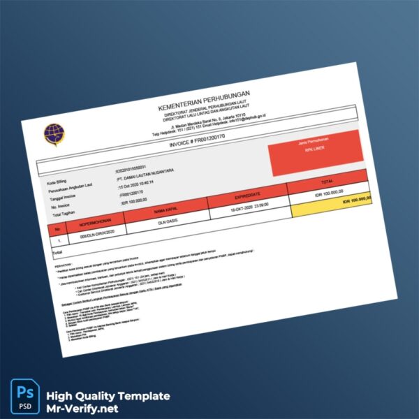 Indonesia PT DAMAI LAUTAN NUSANTARA Invoice Template in Word and PDF formats Indonesia PT DAMAI LAUTAN NUSANTARA Invoice Template in Word and PDF formats