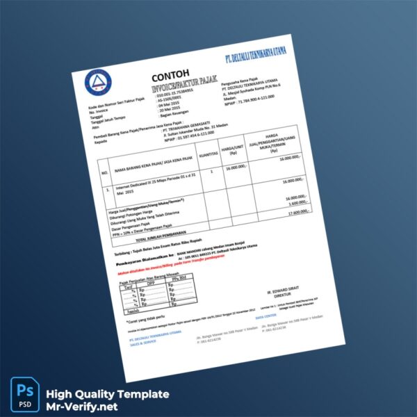 Indonesia PT Deltauli Teknikarya Utama Invoice Template in Word and PDF formats 3 page Indonesia PT Deltauli Teknikarya Utama Invoice Template in Word and PDF formats 3 page