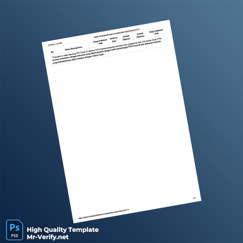 Indonesia PT Eureka Bookhouse Invoice Template in Word and PDF formats 3 page Indonesia PT Eureka Bookhouse Invoice Template in Word and PDF formats 3 page