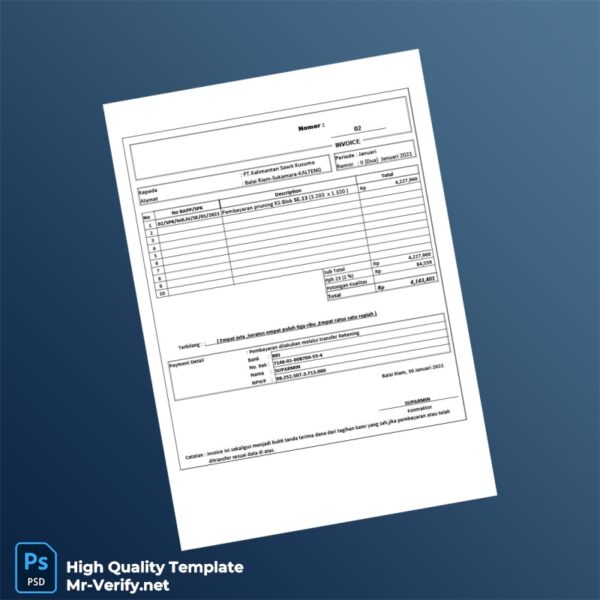 Indonesia PT Kalimantan Sawit Kusuma Invoice Template in Word and PDF formats 4 page