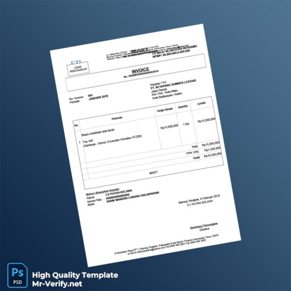 Indonesia PT Ketapang Sumber Lestari Invoice Template in Word and PDF formats Indonesia PT Ketapang Sumber Lestari Invoice Template in Word and PDF formats