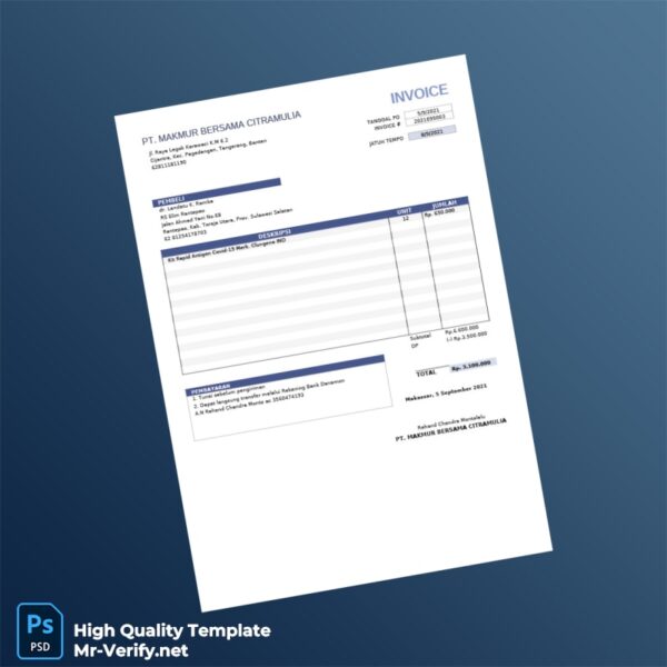 Indonesia PT Maju Bersama Citra Mulia Invoice Template in Word and PDF formats 5 page Indonesia PT Maju Bersama Citra Mulia Invoice Template in Word and PDF formats 5 page