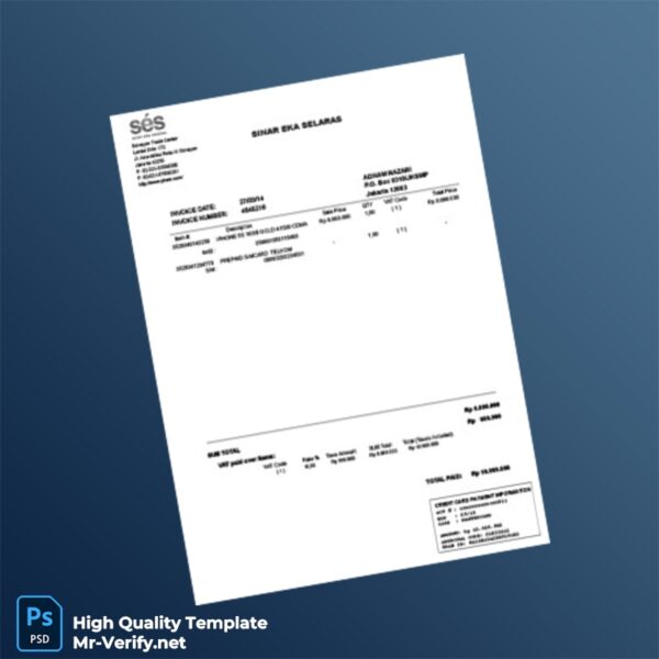 Indonesia PT Sinar Eka Selaras Invoice Template in Word and PDF formats